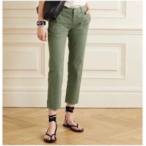 Nili Lotan East Hampton Frayed Hem Green Pants Size 2